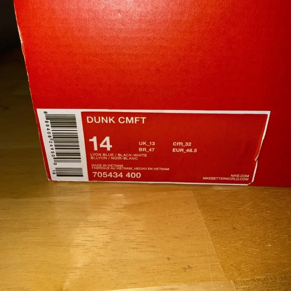 Size 14 - Nike Dunk High Black - Royal COMFORT 317982-049 Damaged Box Dead Stock